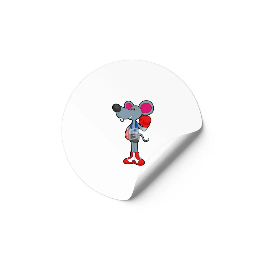 Mouse at Boxing with Boxing gloves Etiket
