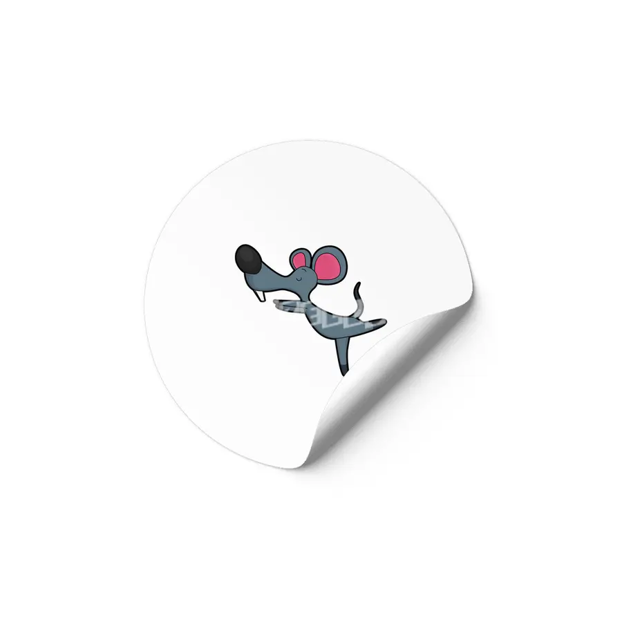 Mouse at Yoga Stretching exercise Etiket