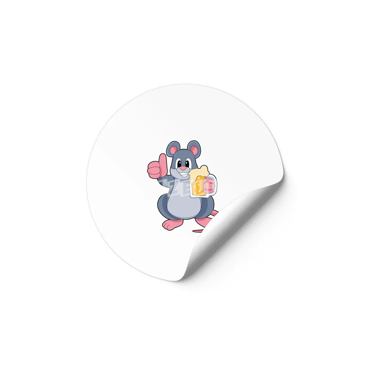 Mouse with Glass of Beer Etiket