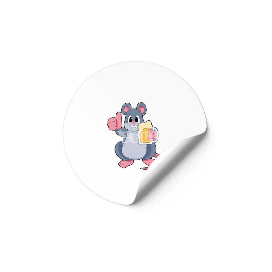 Mouse with Glass of Beer Etiket