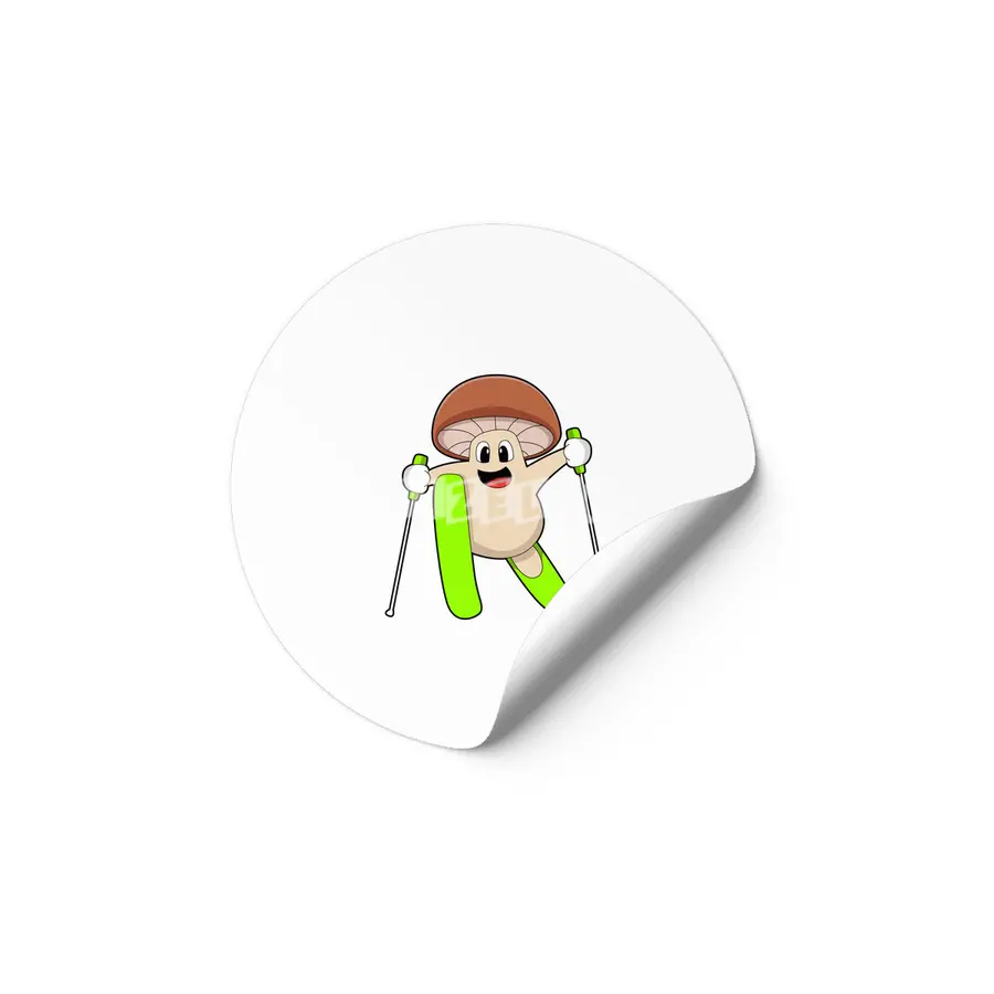 Mushroom as Skier with Ski Etiket