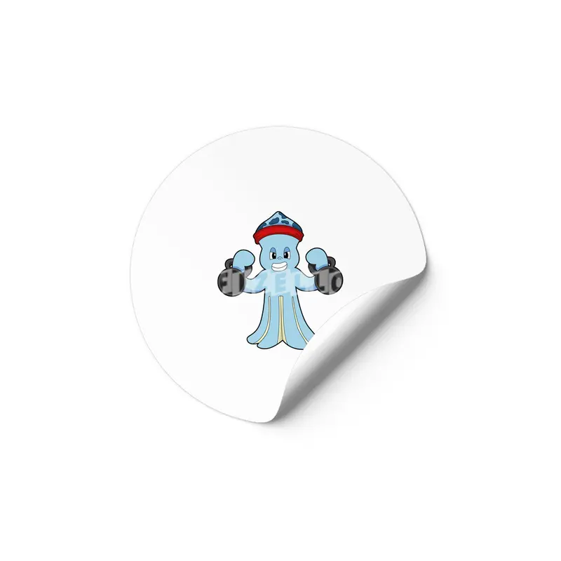 Octopus as Bodybuilder with Dumbbells Etiket