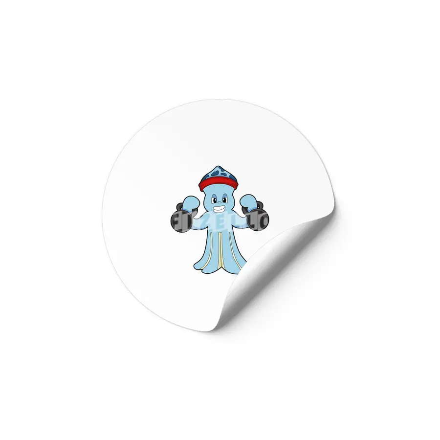 Octopus as Bodybuilder with Dumbbells Etiket