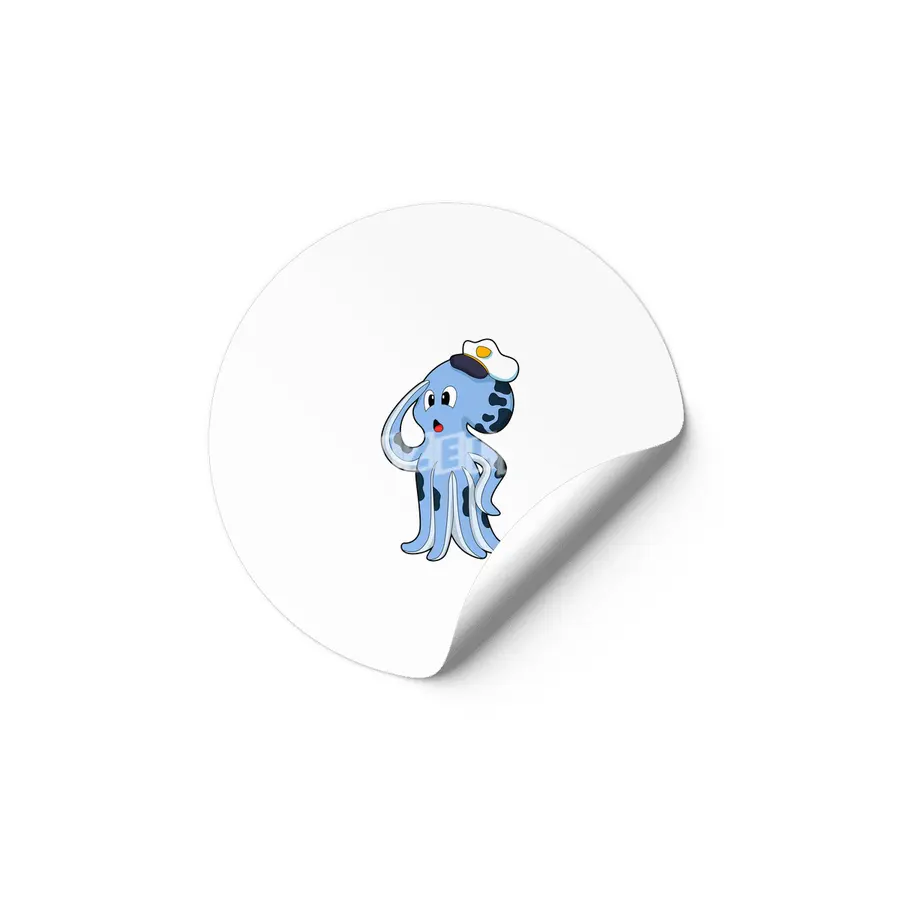 Octopus as Captain with Cap Etiket