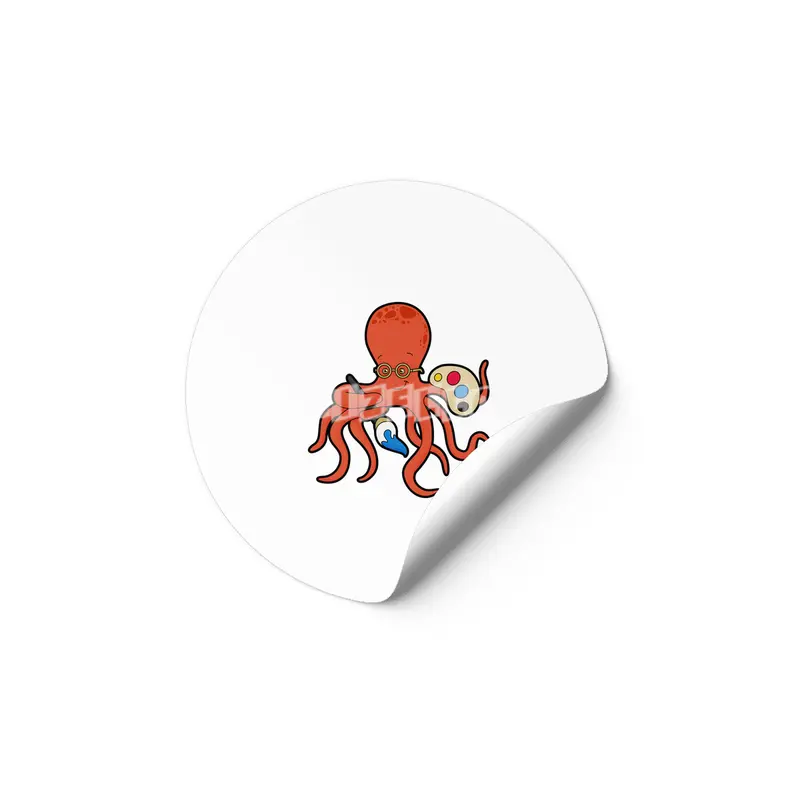 Octopus as Painter with Paint & Brush Etiket