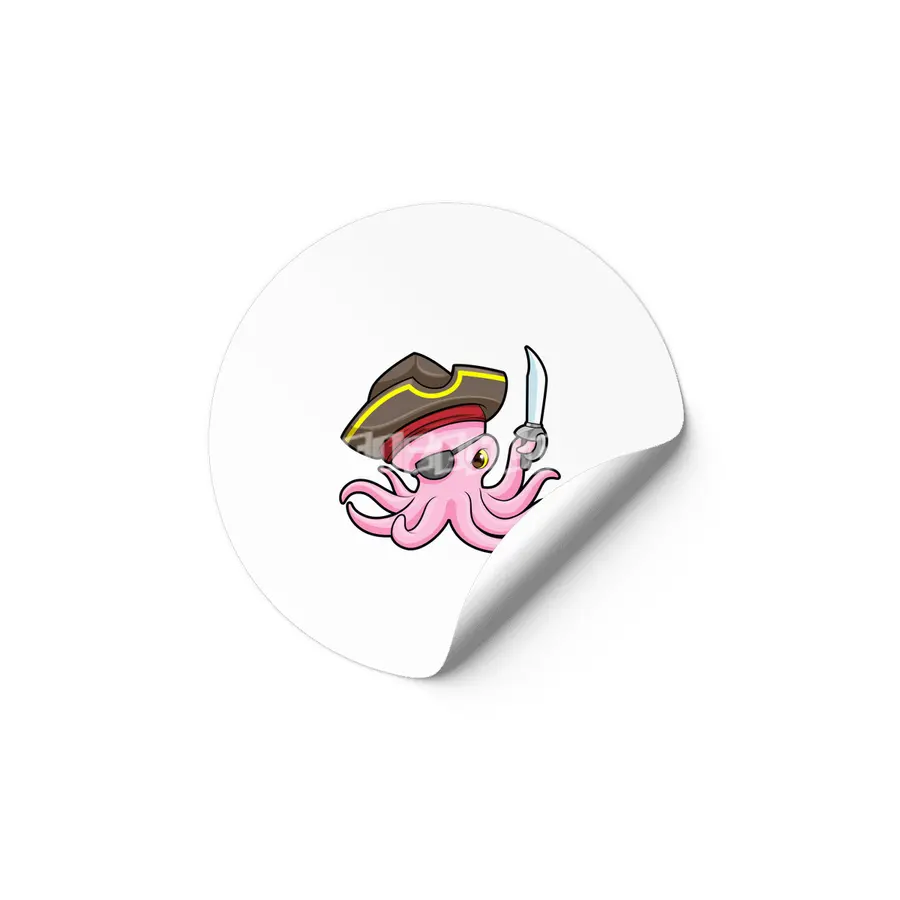 Octopus as Pirate with Saber & Eye patch Etiket