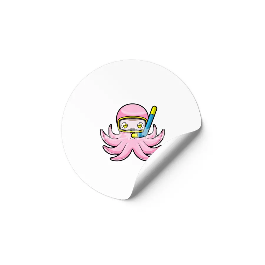 Octopus at Diving with Snorkel & Swimming goggles Etiket