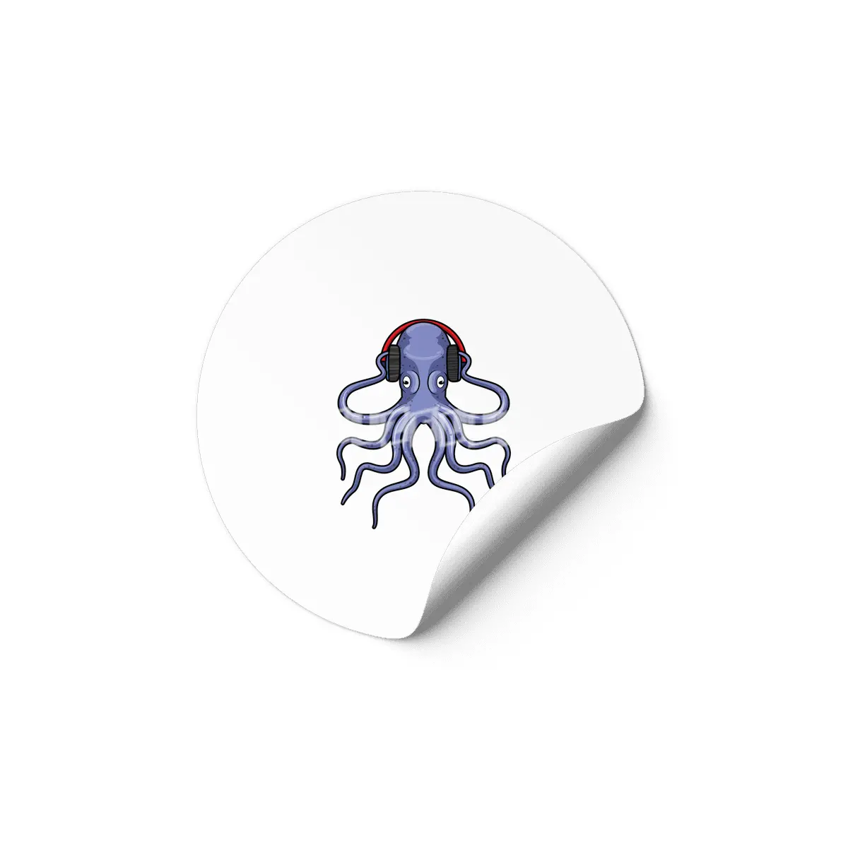 Octopus at Music with Headphone Etiket
