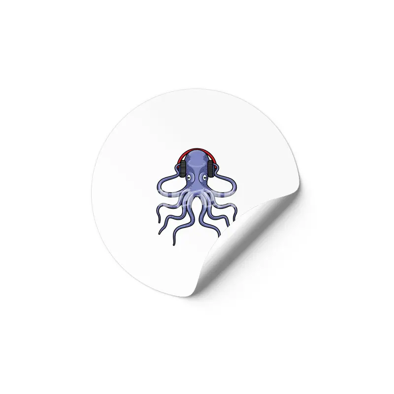 Octopus at Music with Headphone Etiket