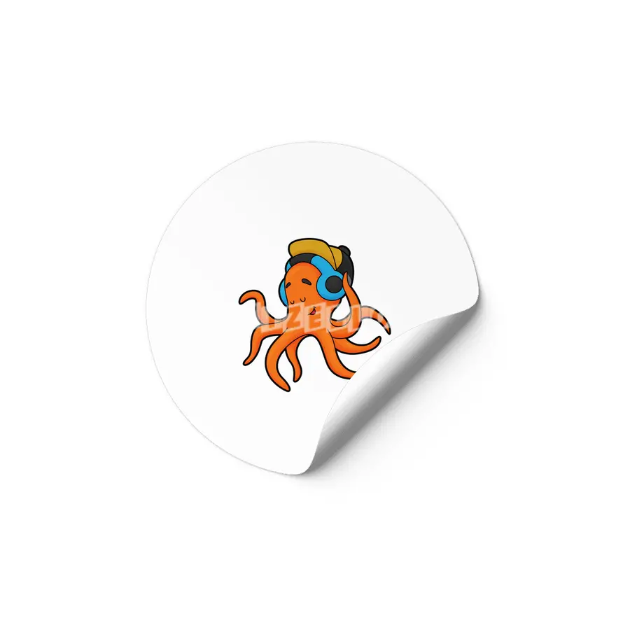 Octopus at Music with Headphone Etiket