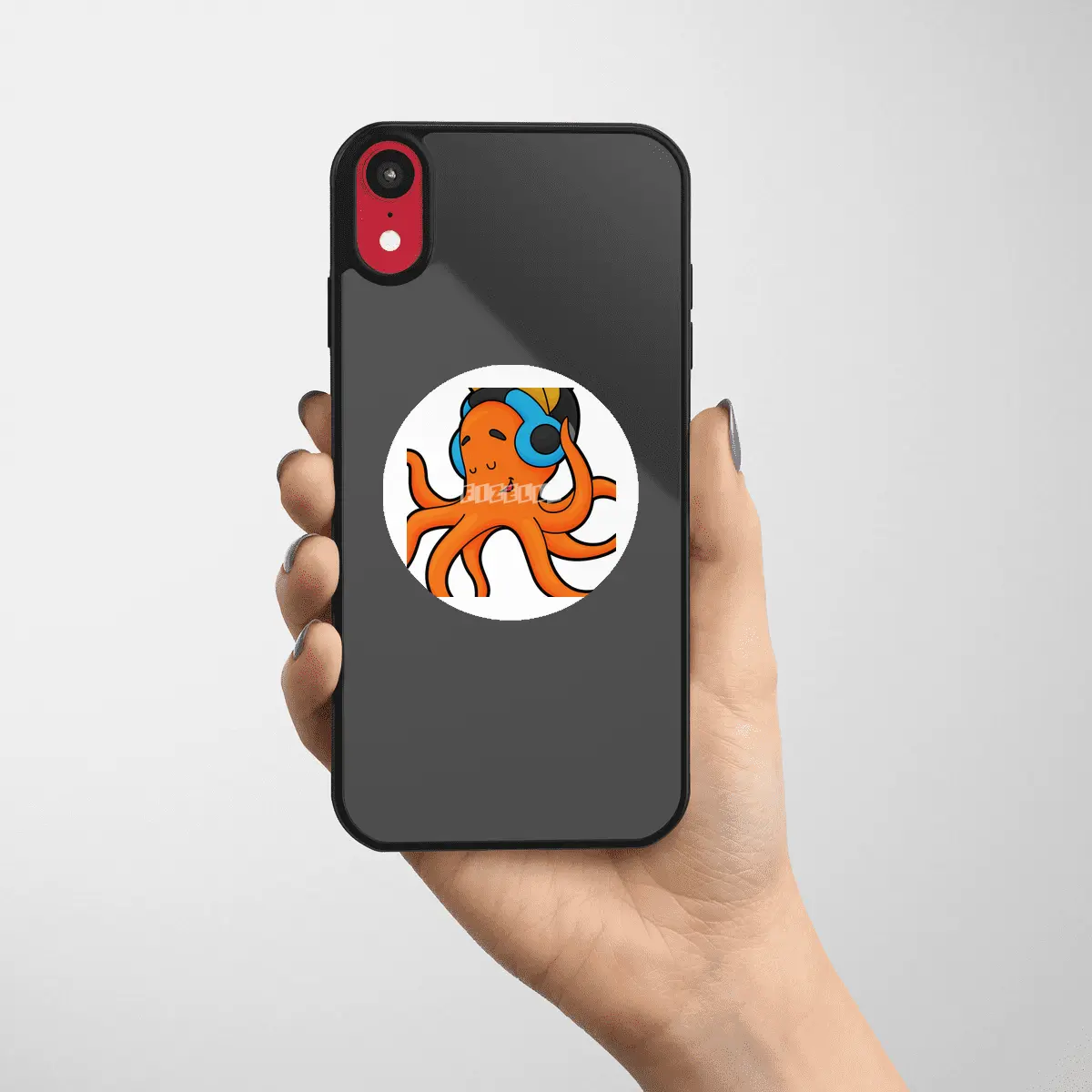 Octopus at Music with Headphone Etiket