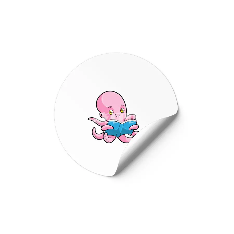 Octopus at Reading a Book Etiket