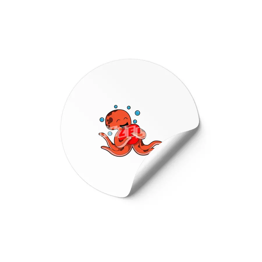 Octopus Love Heart Etiket