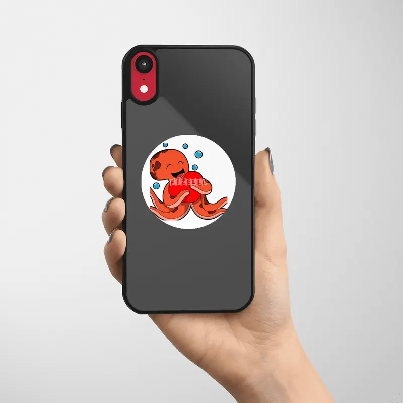 Octopus Love Heart Etiket