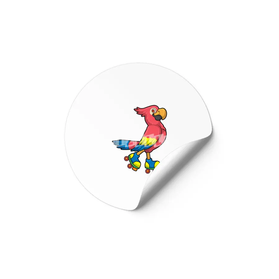 Parrot as Skater with Roller skates Etiket