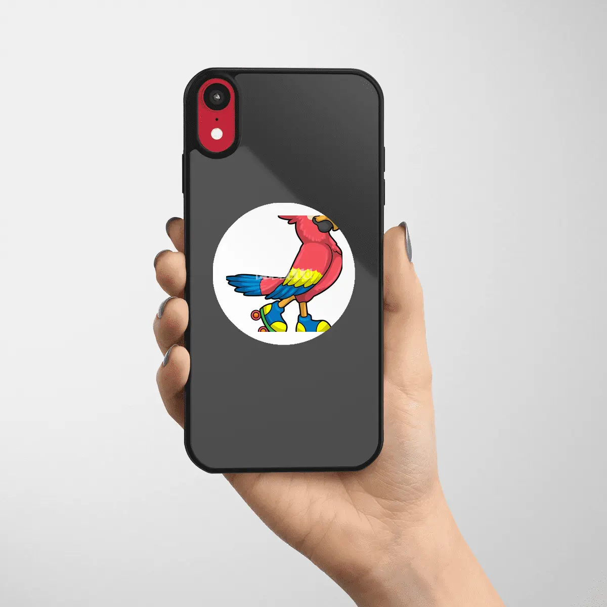 Parrot as Skater with Roller skates Etiket