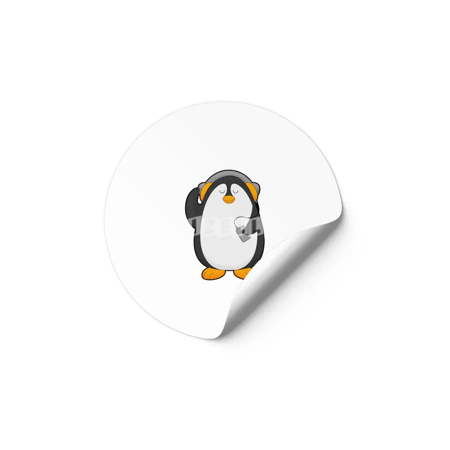 Penguin & Mobile phone with Headset Etiket