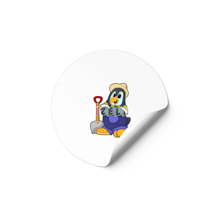 Penguin as Farmer with Shovel Etiket