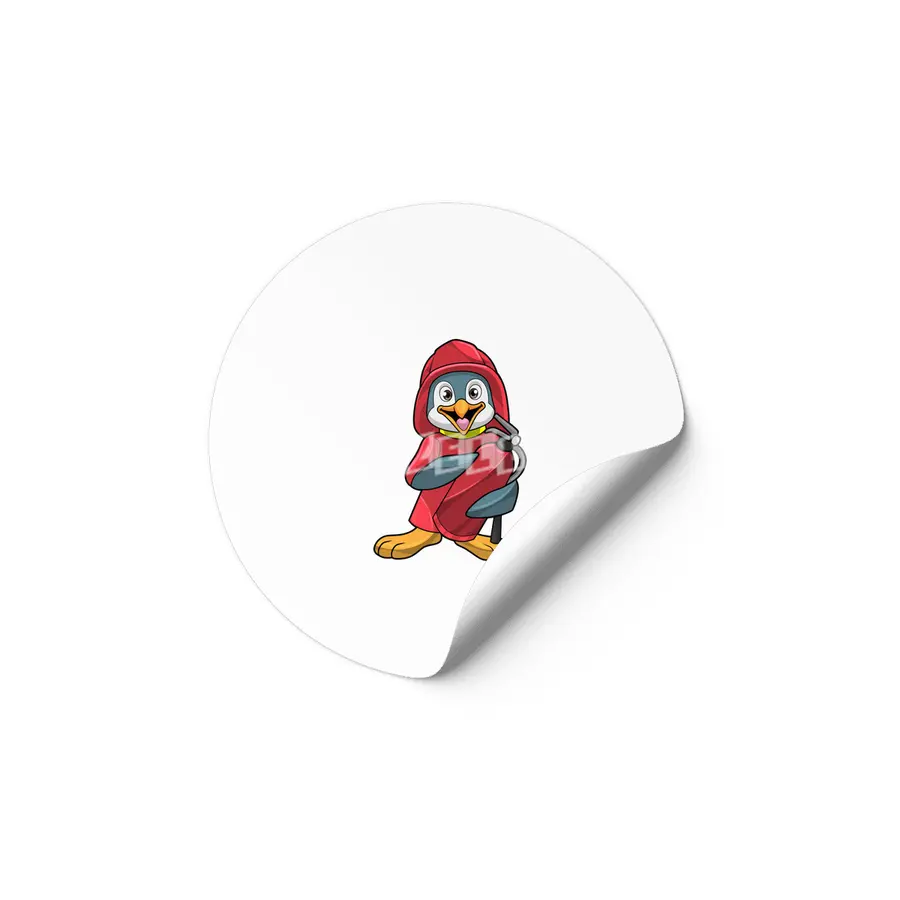 Penguin as Firefighter with Fire extinguisher Etiket