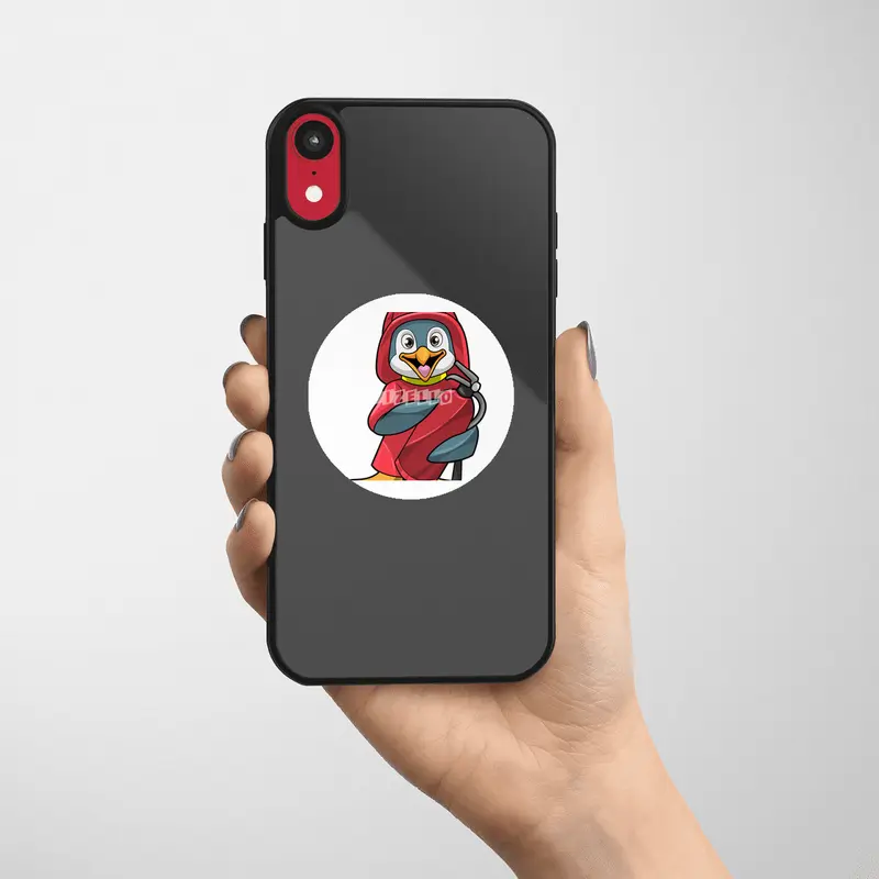 Penguin as Firefighter with Fire extinguisher Etiket