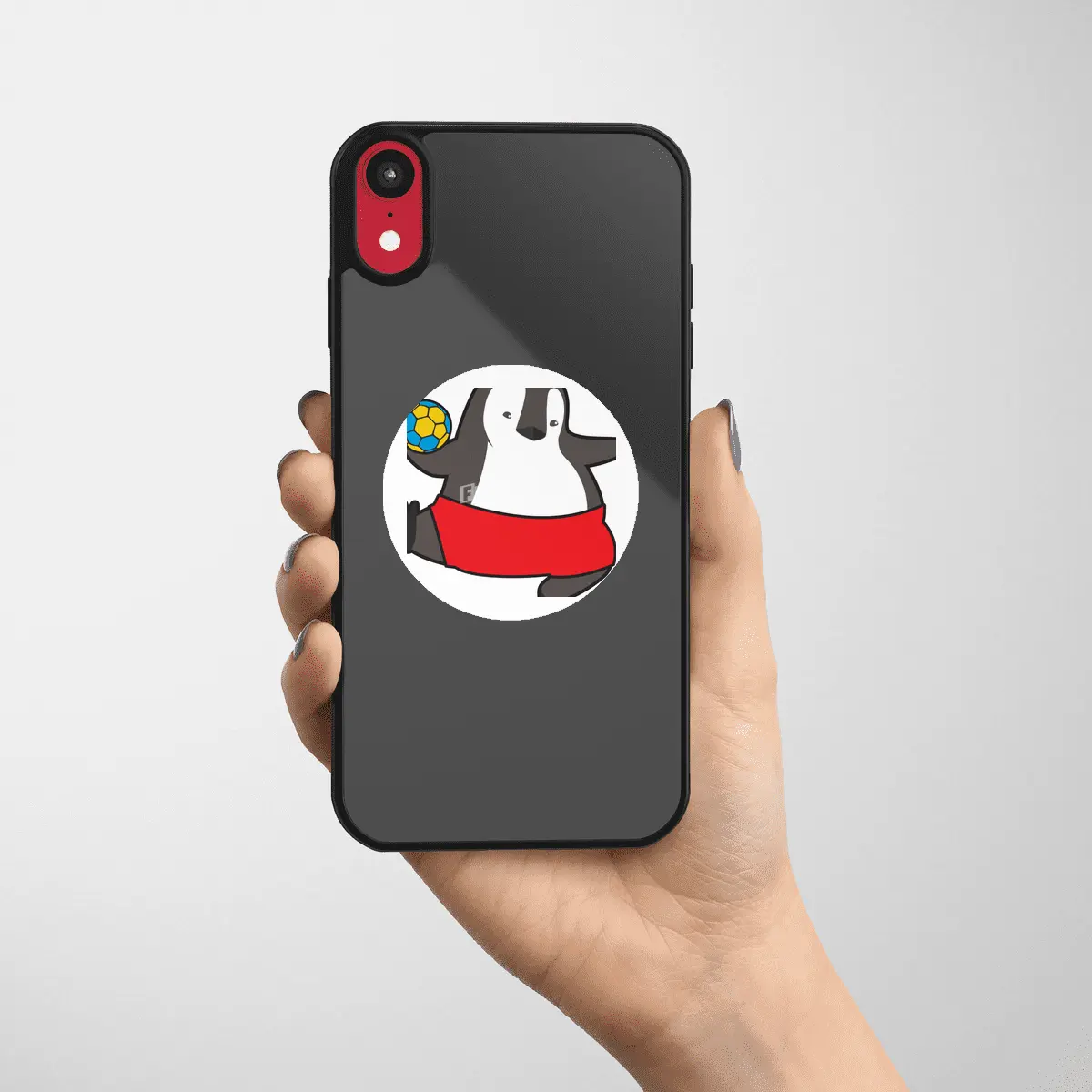 Penguin as Handball player with Handball Etiket