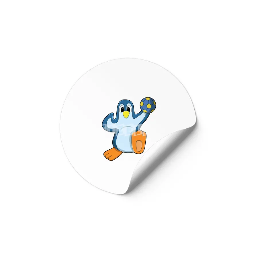 Penguin as Handball player with Handball Etiket