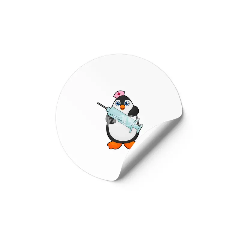 Penguin as Nurse at Vaccination with Syringe Etiket