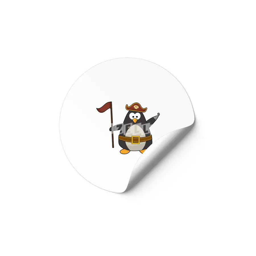 Penguin as Pirate with Pirate belt & Pirate hat Etiket