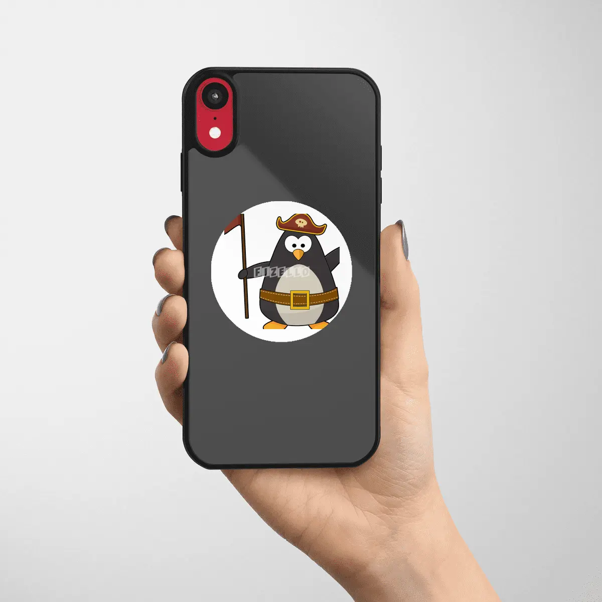 Penguin as Pirate with Pirate belt & Pirate hat Etiket