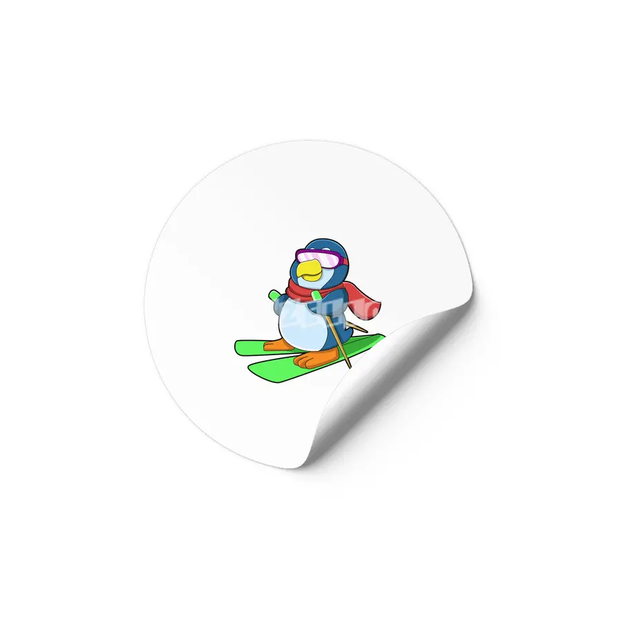Penguin as Skier with Ski Scarf & Sunglasses Etiket