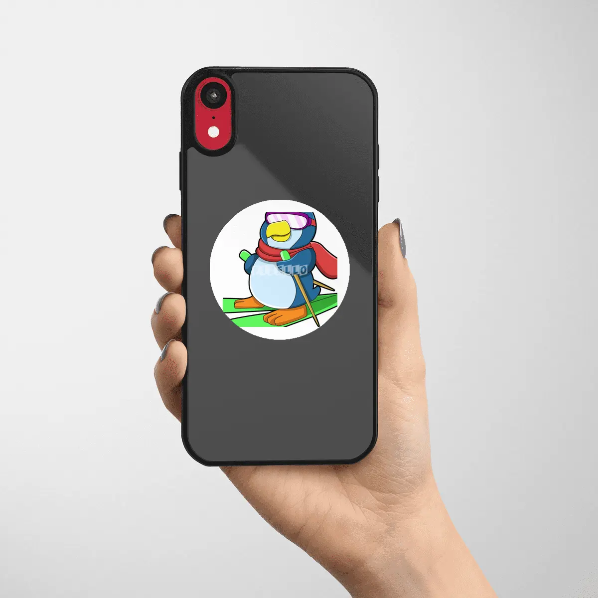 Penguin as Skier with Ski Scarf & Sunglasses Etiket