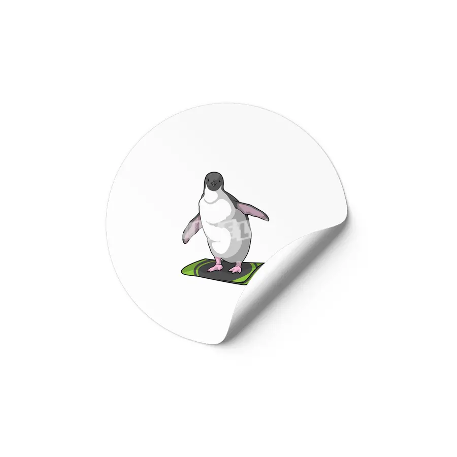Penguin as Snowboarder with Snowboard Etiket