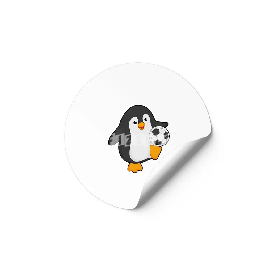 Penguin as Soccer player with Soccer ball Etiket