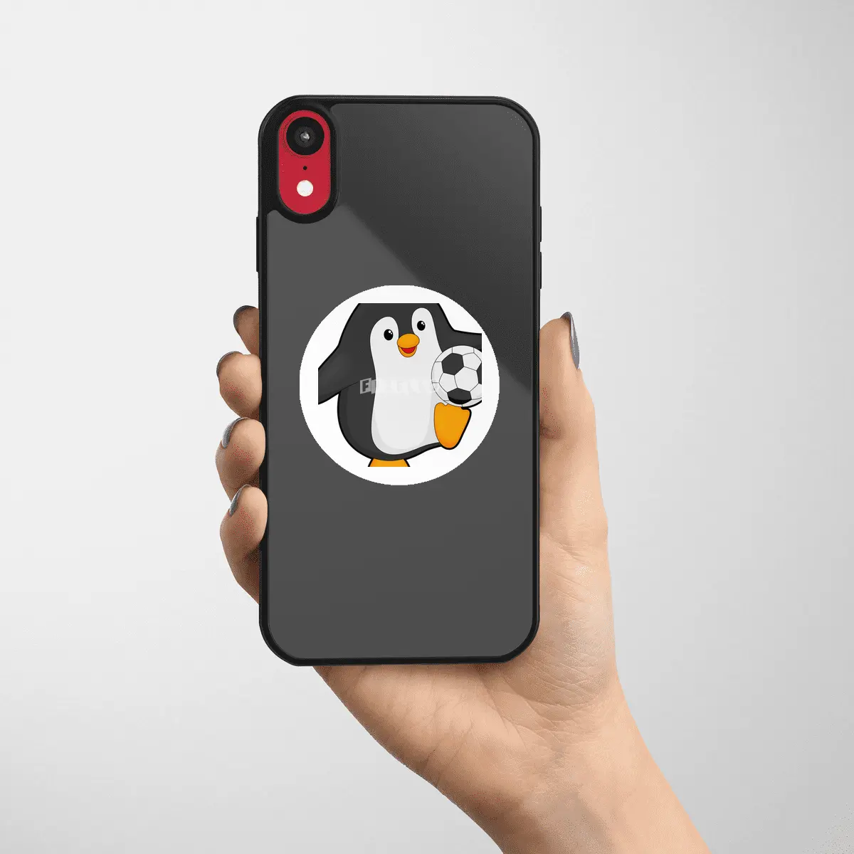 Penguin as Soccer player with Soccer ball Etiket
