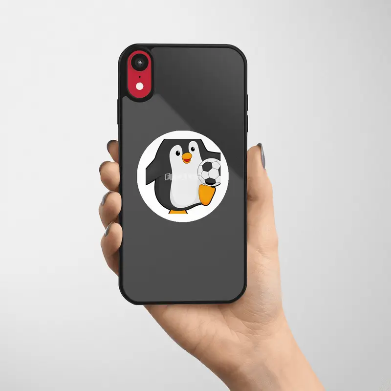 Penguin as Soccer player with Soccer ball Etiket