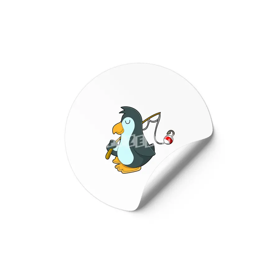 Penguin at Fishing with Fishing rod Etiket