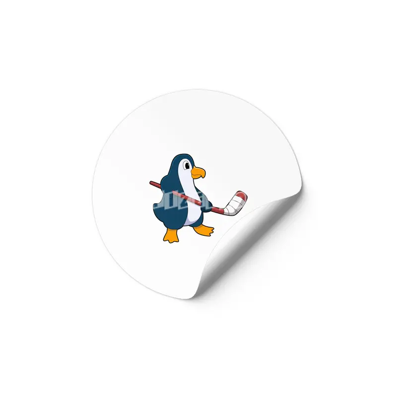 Penguin at Ice hockey with Ice hockey stick Etiket