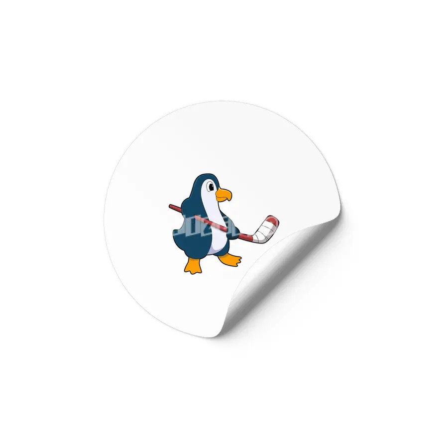 Penguin at Ice hockey with Ice hockey stick Etiket