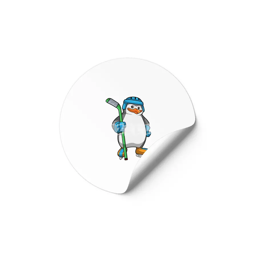 Penguin at Ice hockey with Ice hockey stick Etiket