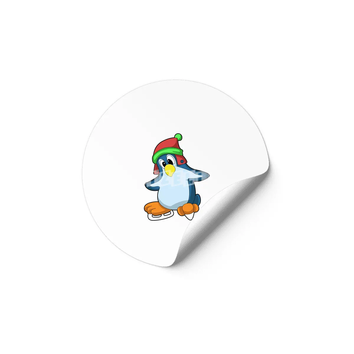 Penguin at Ice skating with Ice skates Etiket