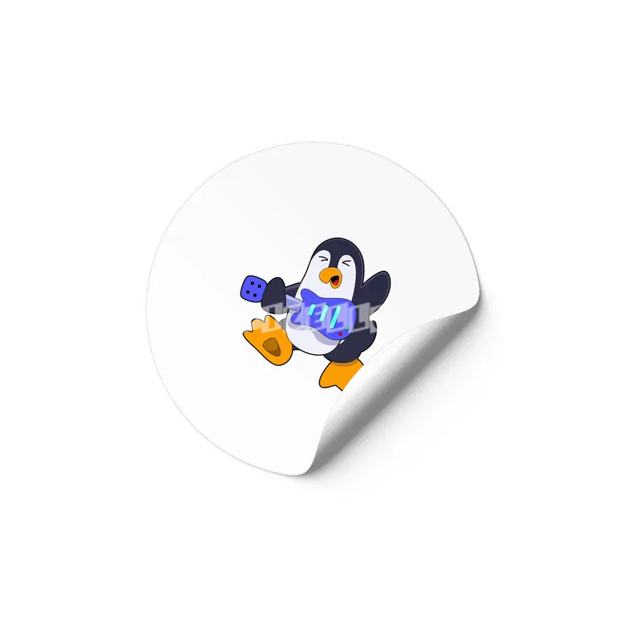 Penguin at Music with Guitar Etiket