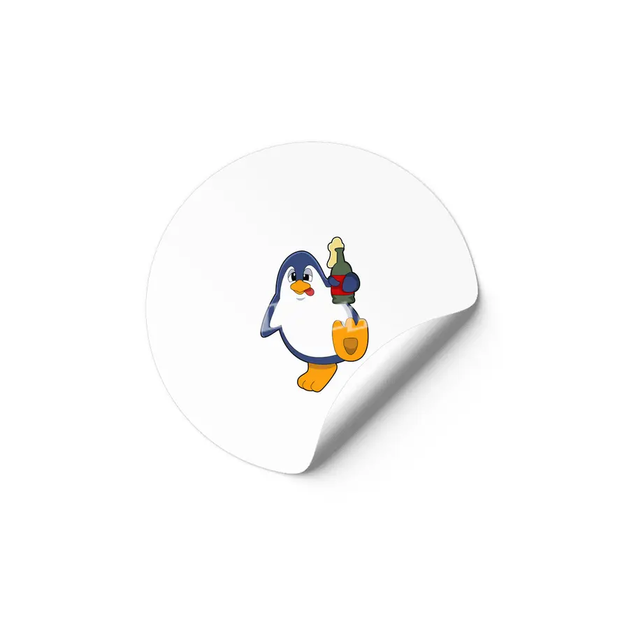 Penguin with Bottle of Beer Etiket