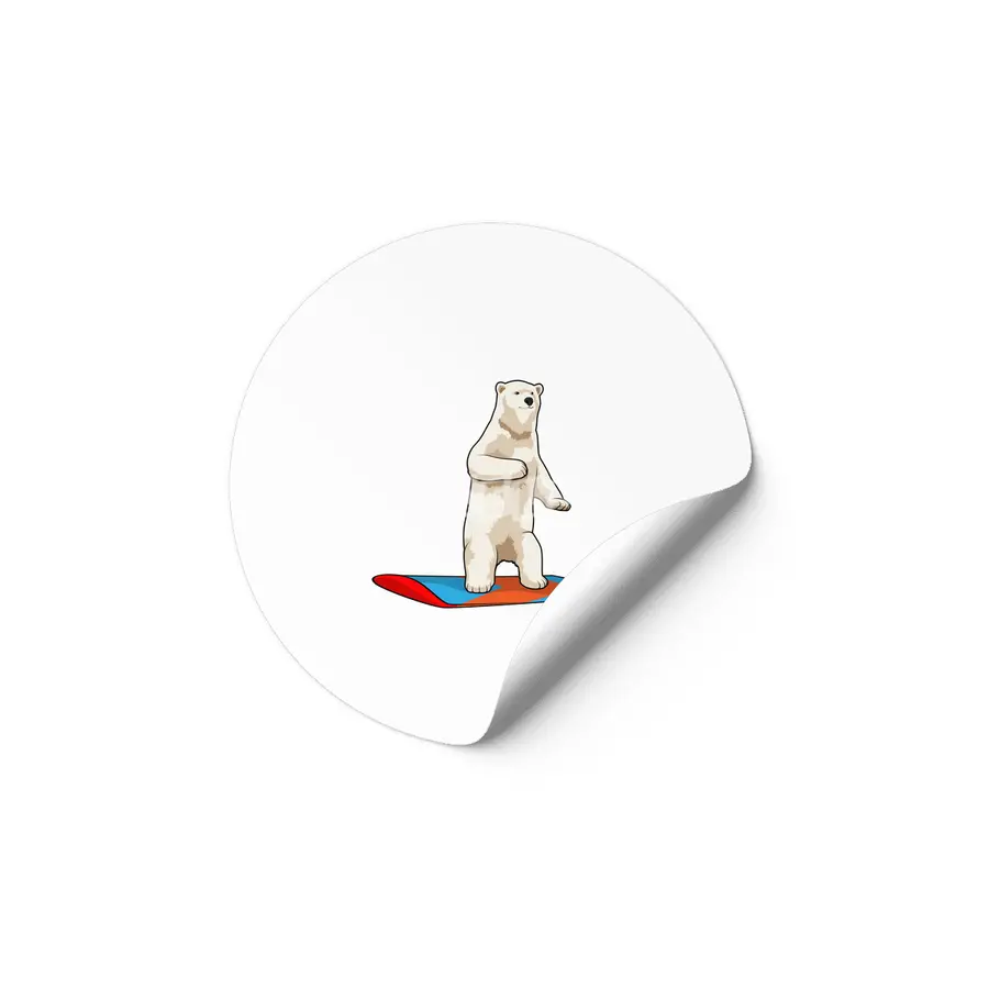 Polar bear as Snowboarder with Snowboard Etiket