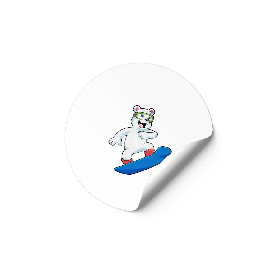 Polar bear as Snowboarder with Snowboard Etiket