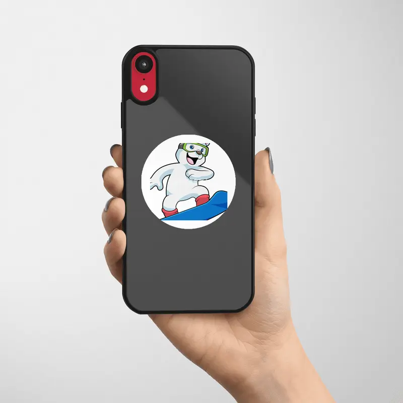 Polar bear as Snowboarder with Snowboard Etiket