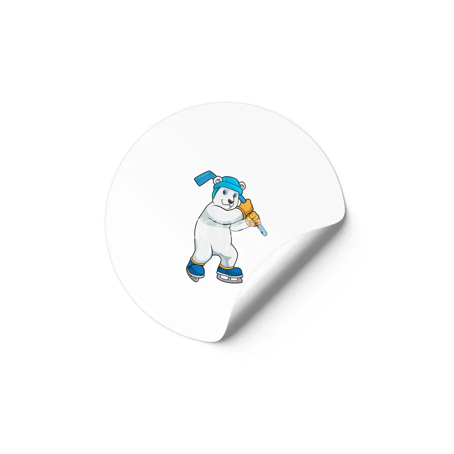 Polar bear at Ice hockey with Ice hockey stick Etiket