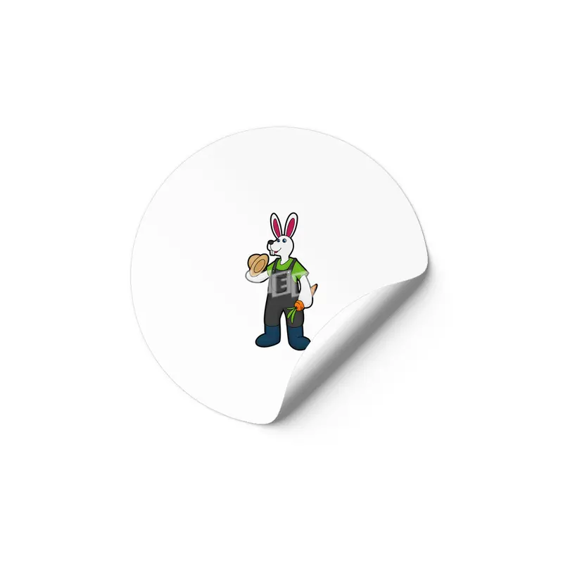 Rabbit as Farmer with Carrot & Hat Etiket