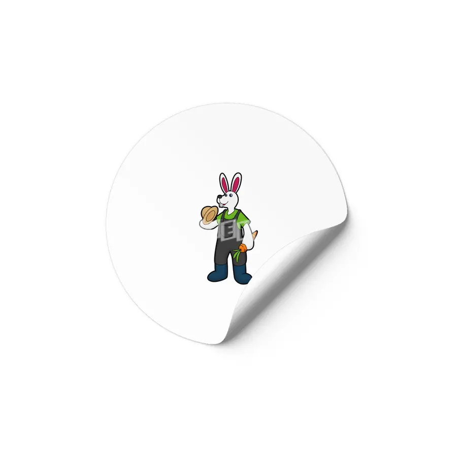 Rabbit as Farmer with Carrot & Hat Etiket