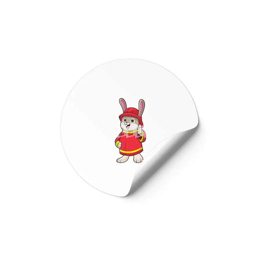 Rabbit as Firefighter with Helmet Etiket