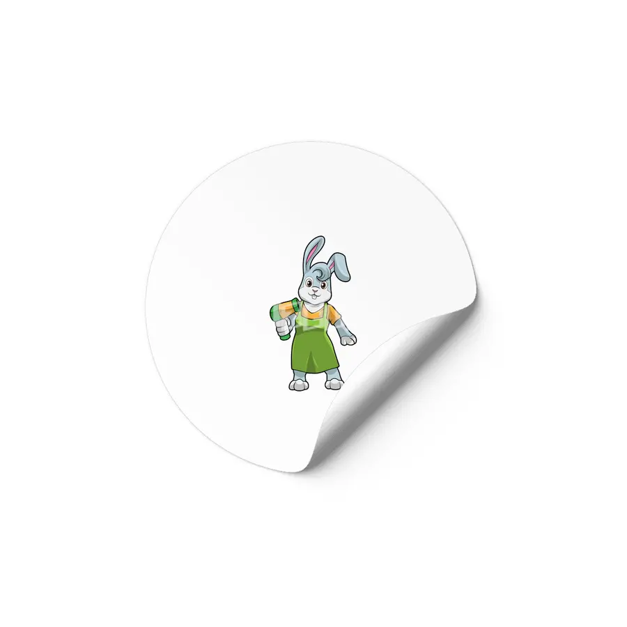 Rabbit as Hairdresser with Hairdryer Etiket
